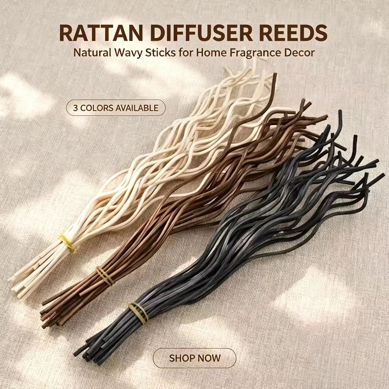 Home Fragrance Premium - 20Pcs Long Wavy Rattan Reed Diffuser