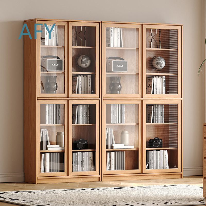 Solid Oak Bookcase with Slidin - Muji Home Storage recension och pris